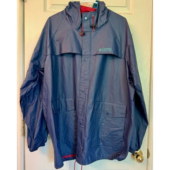 Vintage 90’s Columbia Soft Bill Hood Durable Classic Men’s Raincoat Size Large - Picture 1 of 15
